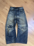 Heavy Whiskered Wide-Leg Denim