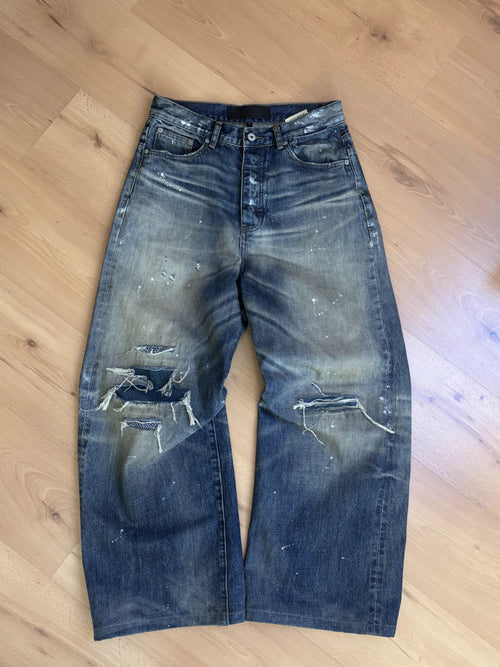 Heavy Whiskered Wide-Leg Denim