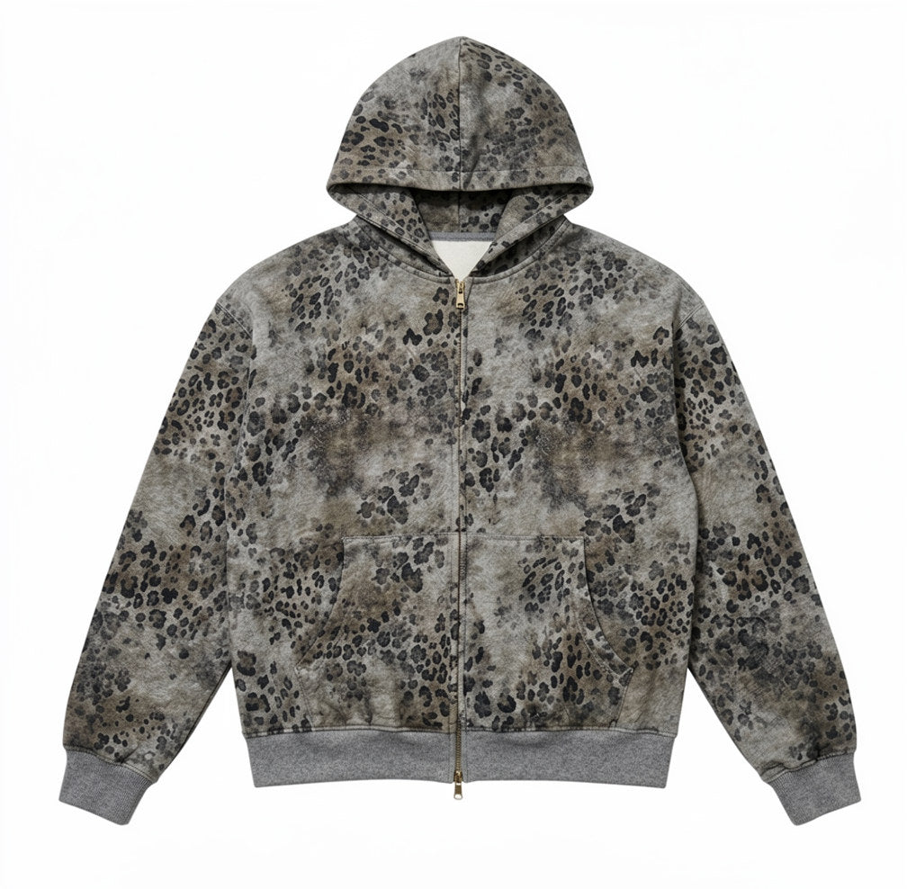 Urban Jungle Distressed Zip-Up Hoodie
