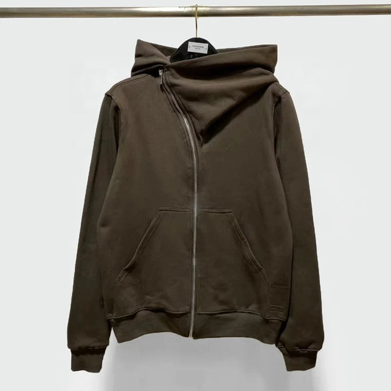 Oblique High-Collar Zip Hoodie