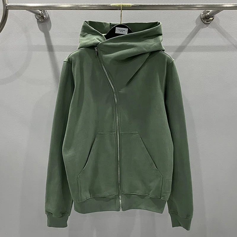 Oblique High-Collar Zip Hoodie