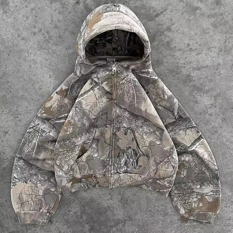 Silent Decay Cropped Camo Hoodie