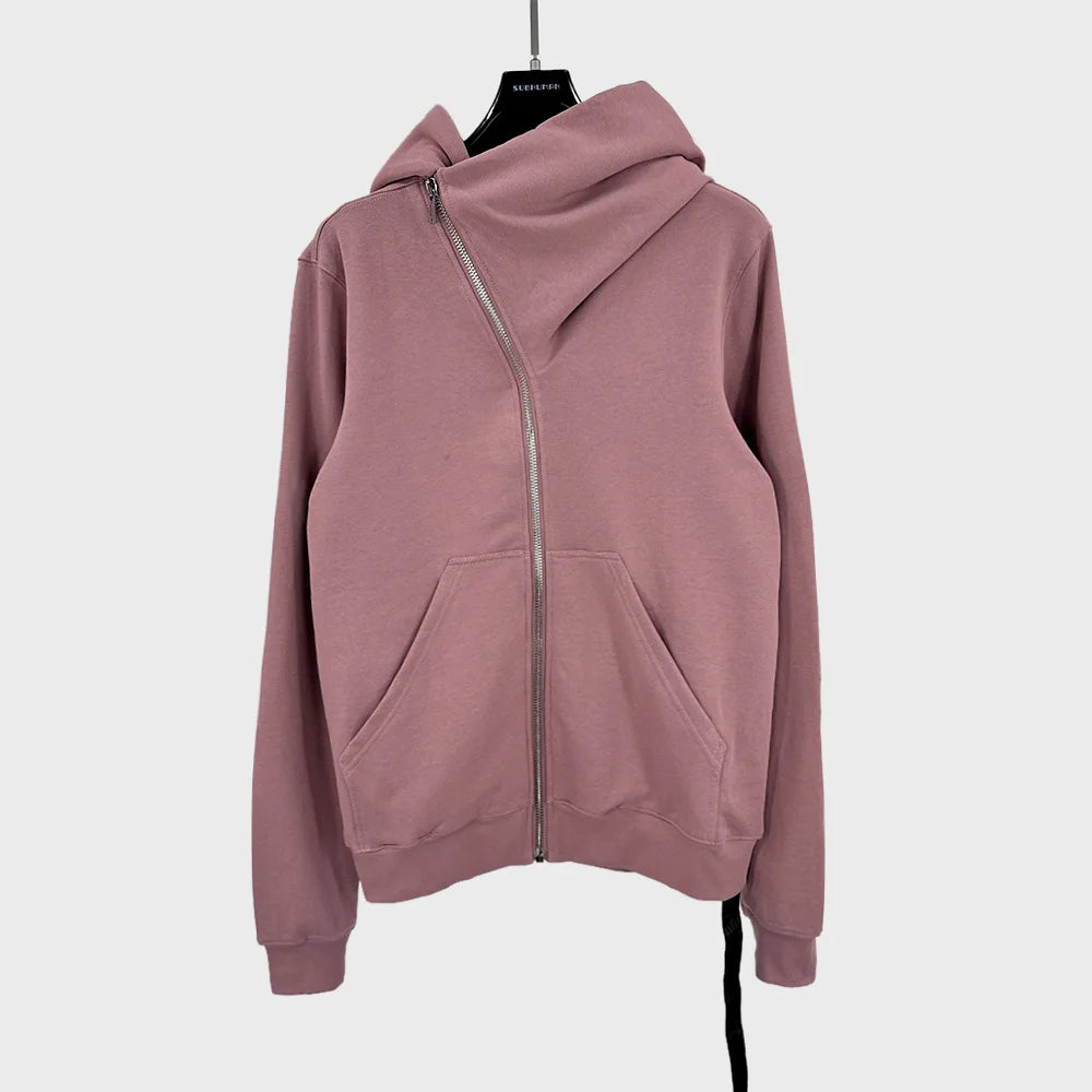 Oblique High-Collar Zip Hoodie