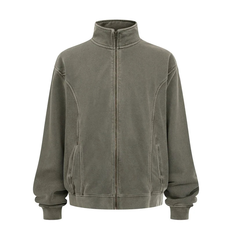 Wash Heavyweight Fleece Zip-Up Track Jacket