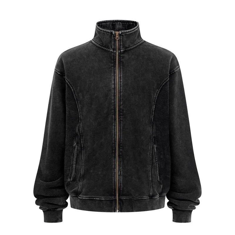 Wash Heavyweight Fleece Zip-Up Track Jacket