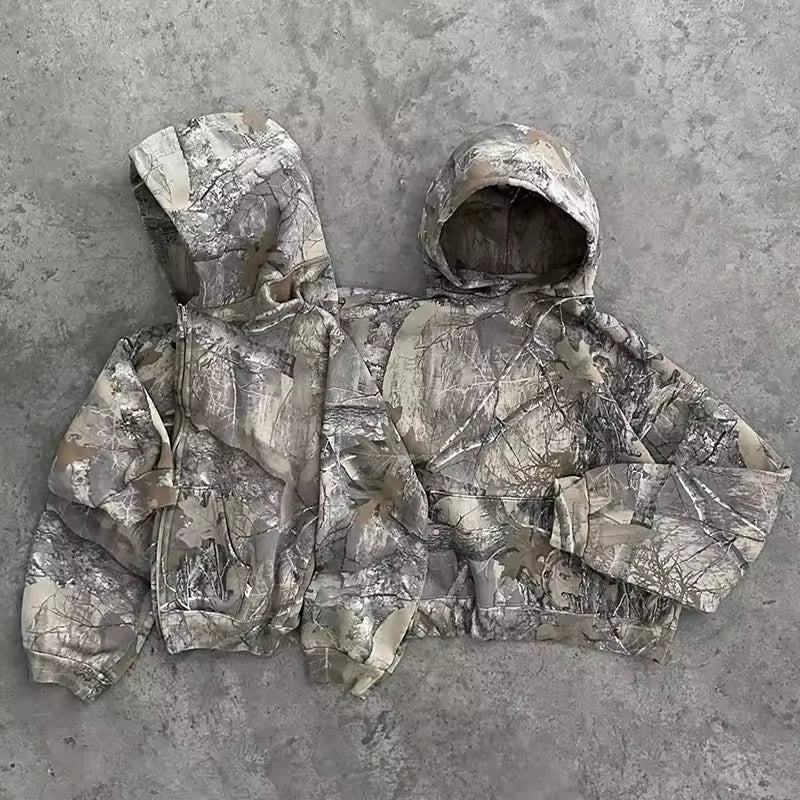 Silent Decay Cropped Camo Hoodie