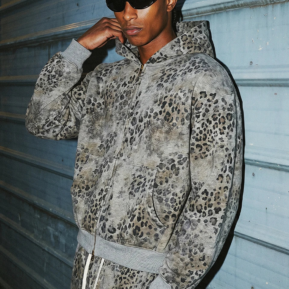 Urban Jungle Distressed Zip-Up Hoodie
