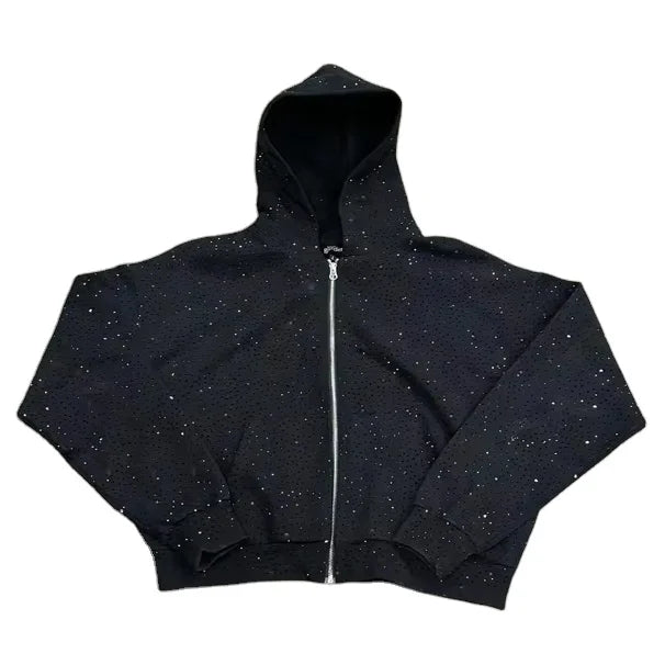 Rhinestone Acid Wash Hoodie