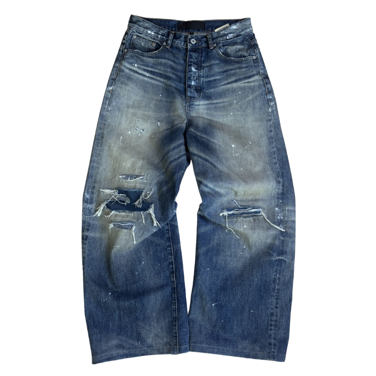 Heavy Whiskered Wide-Leg Denim