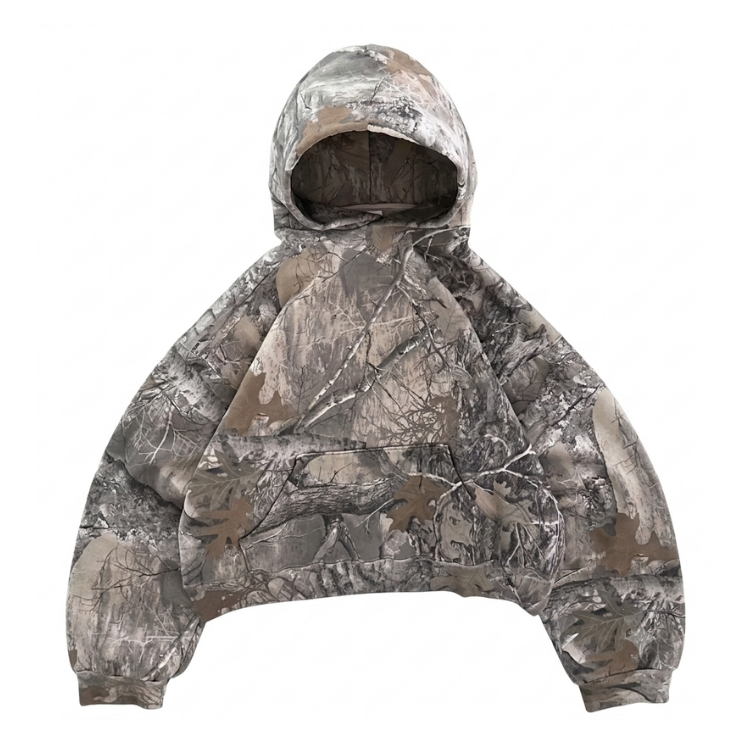 Silent Decay Cropped Camo Hoodie